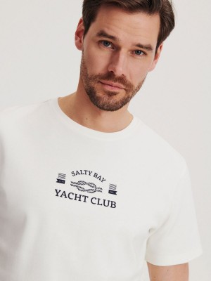 Reserved Regular fit T-shirt with print Ivory | PLEN86924