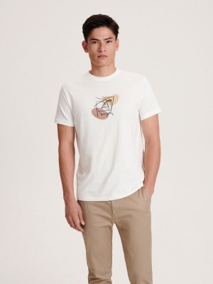 Reserved Regular fit T-shirt with print Ivory | IDJR28039