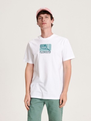 Reserved Regular fit T-shirt with print Ivory | NGQL80231