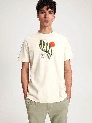 Reserved Regular fit T-shirt with print Ivory | FMJK35082