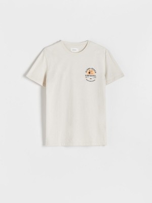 Reserved Regular fit T-shirt with print Ivory | IFXP87054