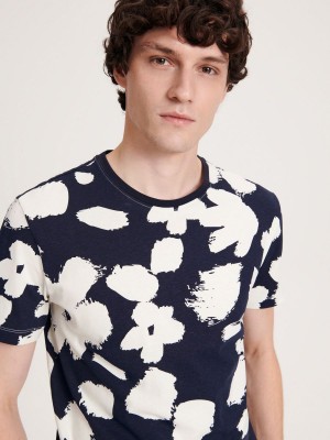 Reserved Regular fit T-shirt with print Lacivert | RUIT52934