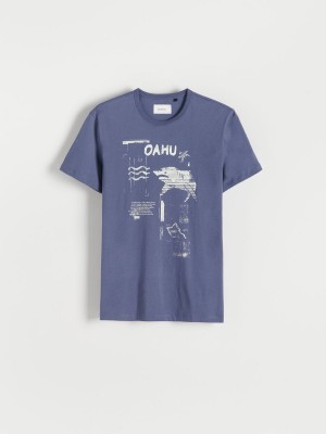 Reserved Regular fit T-shirt with print Lacivert | JESX54701