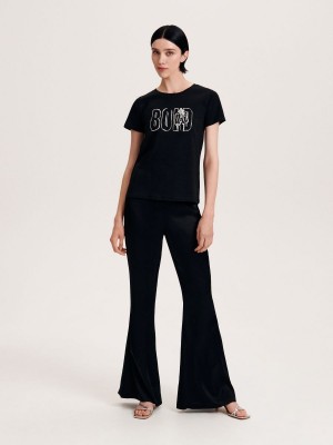 Reserved Regular fit T-shirt with print Siyah | YRTZ35740