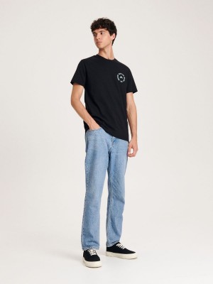 Reserved Regular fit T-shirt with print Siyah | LGYR97562