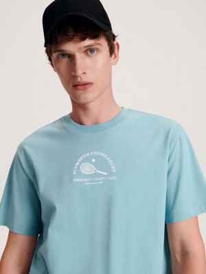 Reserved Regular fit T-shirt with print Turkuaz | SNDK08693