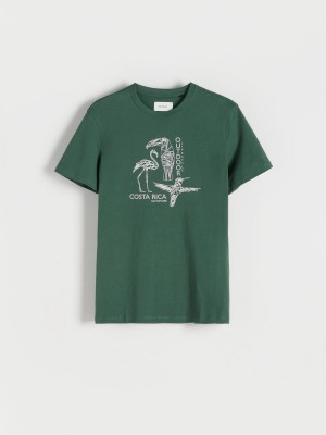 Reserved Regular fit T-shirt with print Turkuaz | KBFI59831