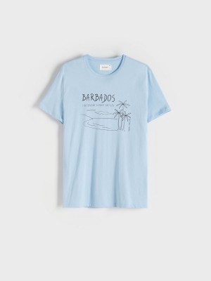 Reserved Regular fit T-shirt with print Yeşil | VEDA83976