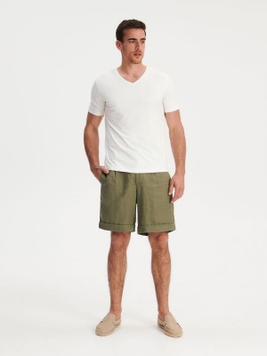 Reserved Regular fit V neck T-shirt Beyaz | YMBU86719