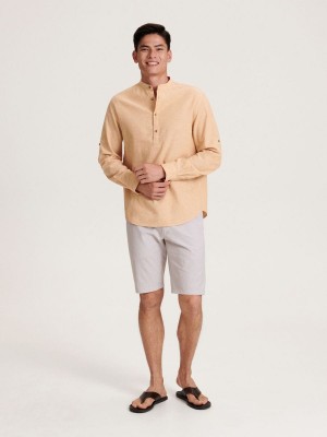 Reserved Regular fit linen blend shirt Bej Rengi | EQXG93780