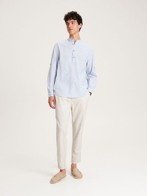 Reserved Regular fit linen blend shirt Mavi | LFNJ28975