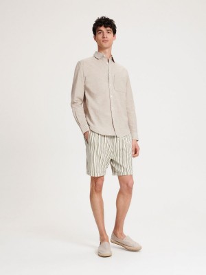 Reserved Regular fit linen rich shirt Bej Rengi | DPZF19706