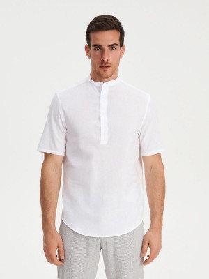 Reserved Regular fit linen rich shirt Beyaz | GKVI09271