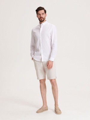 Reserved Regular fit linen rich shirt Beyaz | ZVWO83607