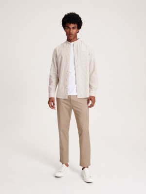 Reserved Regular fit linen rich shirt Bej Rengi | JSNA35172