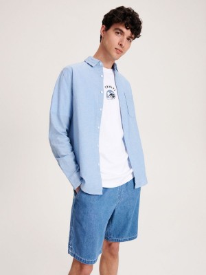 Reserved Regular fit linen rich shirt Mavi | NRJC62593