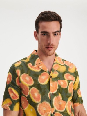 Reserved Regular fit linen rich shirt Renkli | AUWI72613