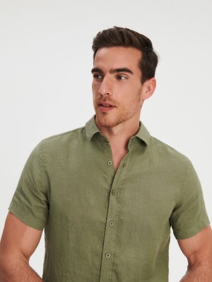Reserved Regular fit linen shirt Haki | RCGN84357