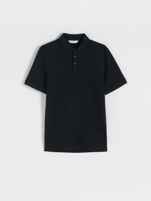 Reserved Regular fit piqué jersey polo shirt Siyah | FZTG42368