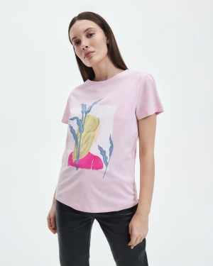 Reserved Regular fit printed T-shirt Pembe | DZRC67582