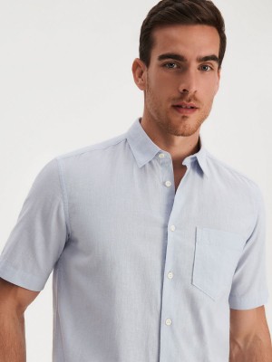 Reserved Regular fit shirt with linen blend Mavi | MVXE57492