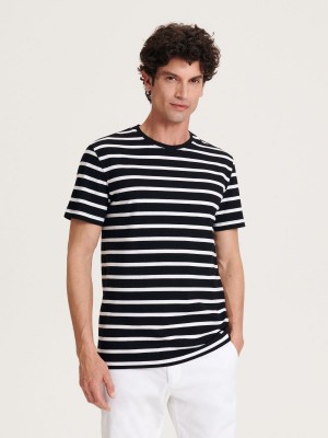 Reserved Regular fit stripe T-shirt Beyaz | LYRI83507