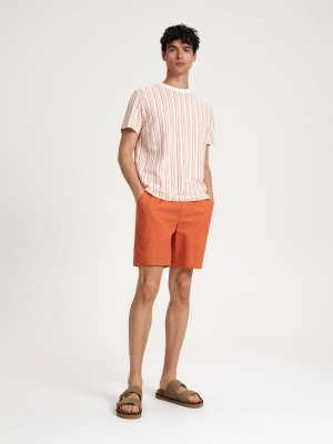 Reserved Regular linen blend shorts Turuncu | KRDH57216