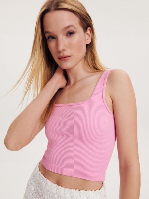 Reserved Rib knit crop top Pembe | IKTP01573