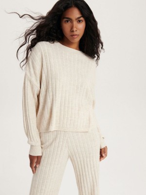 Reserved Rib knit jumper Ivory | EKSD70823