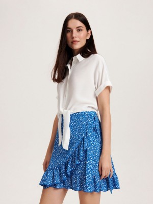 Reserved Ruffle mini skirt Mavi | SBYM76349