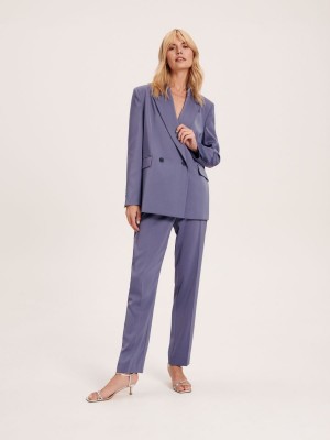 Reserved Satin fabric trousers Mavi | TJQX43695