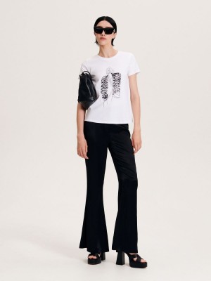 Reserved Satin flare trousers Siyah | RUQH89750