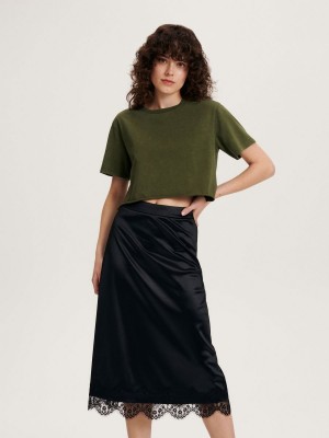 Reserved Satin skirt Siyah | XRPL29786