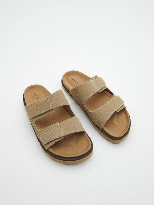 Reserved Süet sliders Bej Rengi | RPAT03952