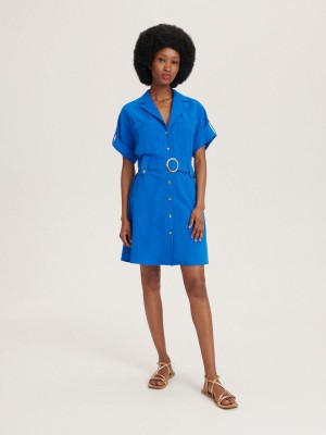 Reserved Shirt dress with belt Mavi | GHPX36514