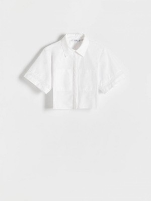 Reserved Shirt with openwork inserts Beyaz | BCUI47305