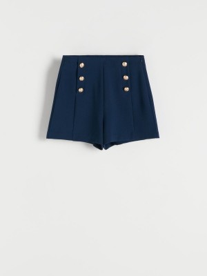 Reserved Shorts with decorative buttons Lacivert | YLDZ97354