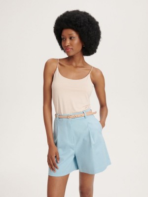 Reserved Shorts with faux leather belt Mavi | RSBV45630