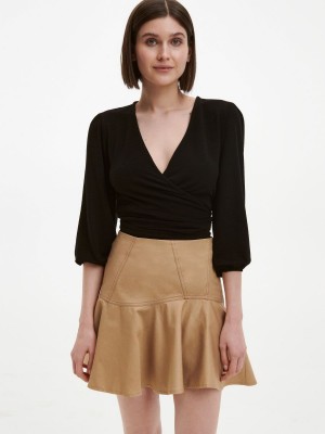 Reserved Skirt with ruffle hem Bej Rengi | NRVH87639