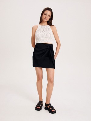 Reserved Skirt with tie detail Siyah | DKPE64538
