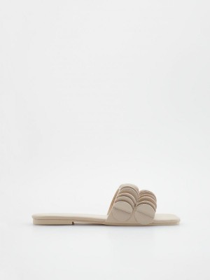 Reserved Sliders with leather blend elements Bej Rengi | TVRI83215