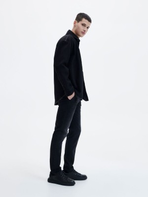 Reserved Slim chino jeans Siyah | DKHU58014