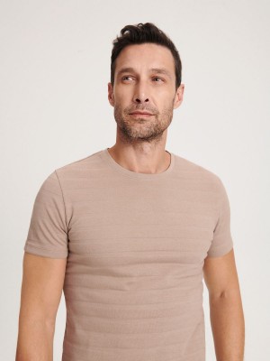 Reserved Slim fit T-shirt Bej Rengi | OXRW87546