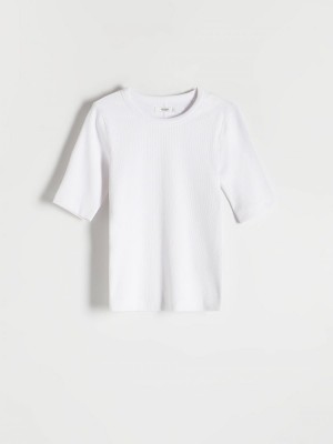 Reserved Slim fit T-shirt Beyaz | JGPQ81970