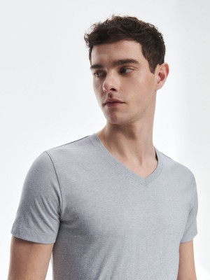 Reserved Slim fit V-neck T-shirt Mavi | WPHV02136