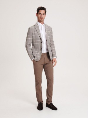 Reserved Slim fit check blazer Bej Rengi | FXAY06381
