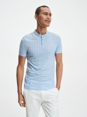 Reserved Slim fit polo shirt with low stand up collar Mavi | XREP60473