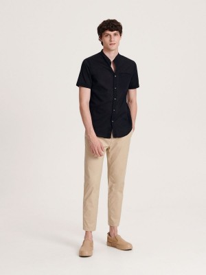 Reserved Slim fit shirt with stand up collar Siyah | KVWS89471
