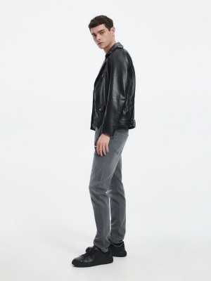 Reserved Slim jeans with wash effect Açık Gri | YUJM79341