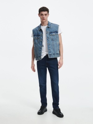 Reserved Slim jeans with wash effect Lacivert | NDSX39508